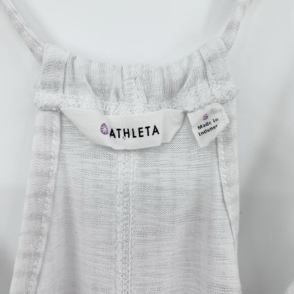 Athleta Tank White Gray Stripe Adjustable Tank Lightweight Activewear Womens  S - Picture 6 of 11